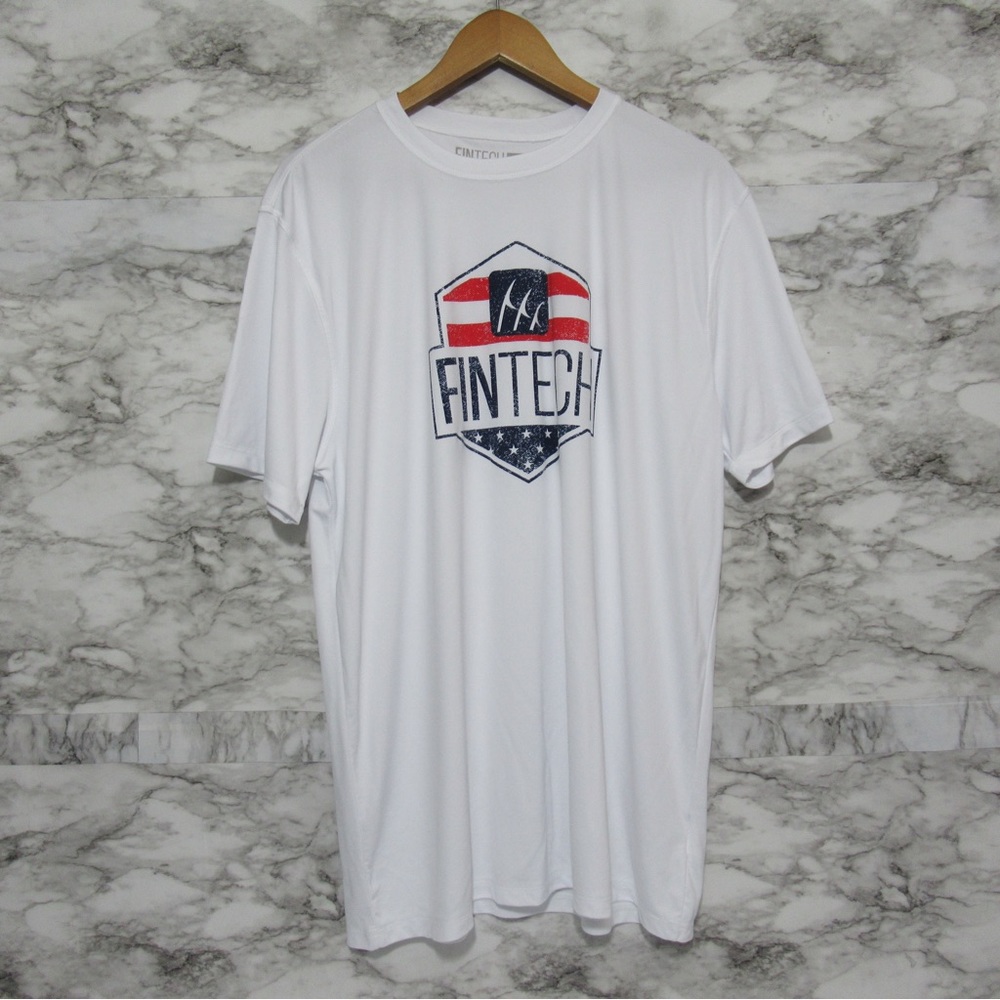 Fintech Men’s White Athletic Tee Shirt Size Large